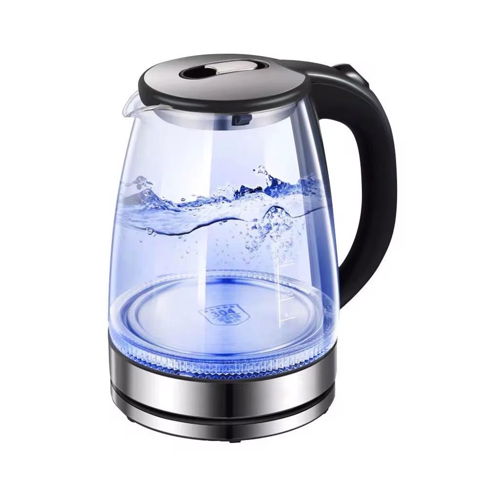 2.0L Electric Kettle Glass 360 Blue LED Illuminated Portable Jug 1800W