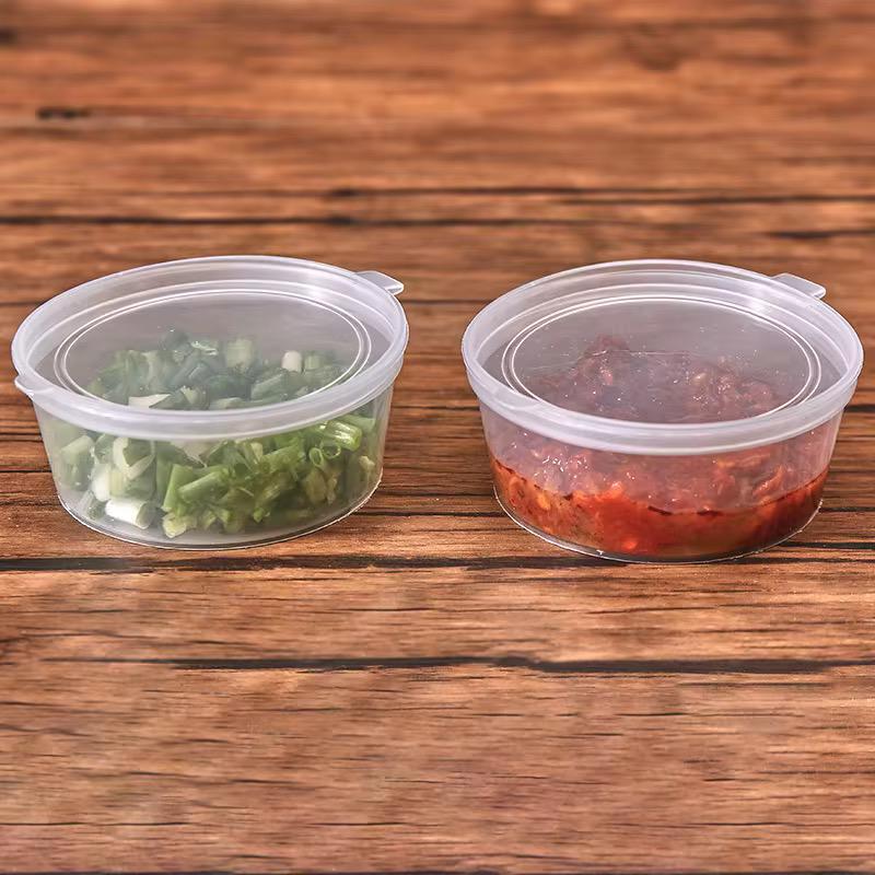 Leak-Proof Plastic Condiment Containers with Hinged Lid - 10oz, 20oz, 40oz