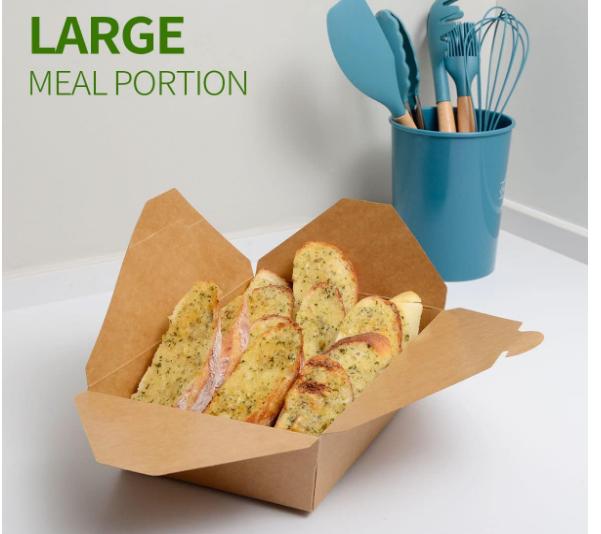 Kraft Disposable Takeout Containers - Leakproof & Greaseproof