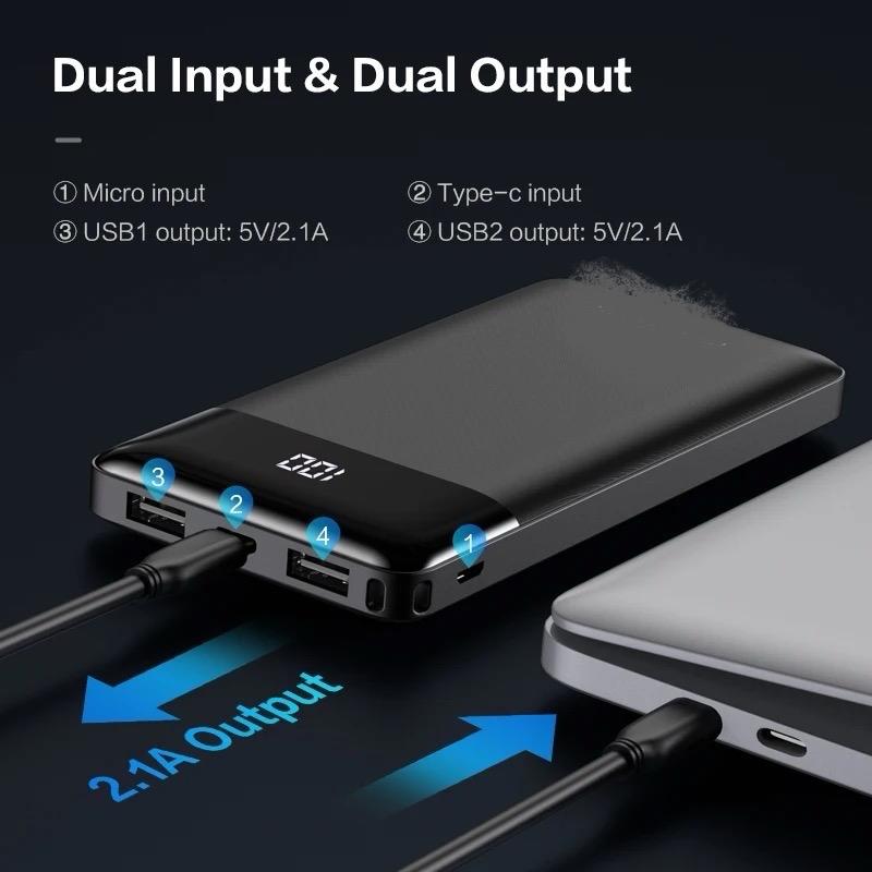 Portable 20000mAh Fast Charging Power Bank for iPhone Android Samsung with LED Torch Light