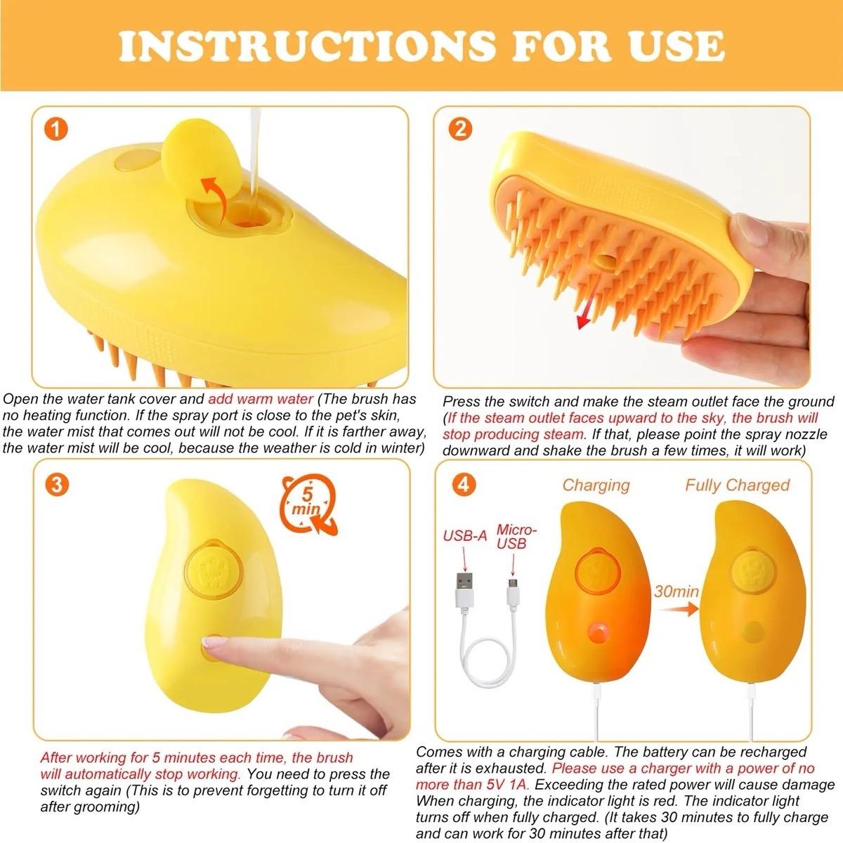 Rechargeable Pet Brush – Silicone Hair Remover for Cats & Dogs