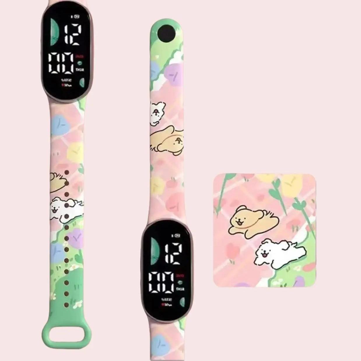 Kids Smart Watch LED Time Show Digital Display Cartoon Printed