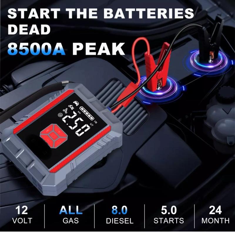 8500A Car Jump Starter & Battery Booster – 26,800mAh Power Bank with Air Compressor