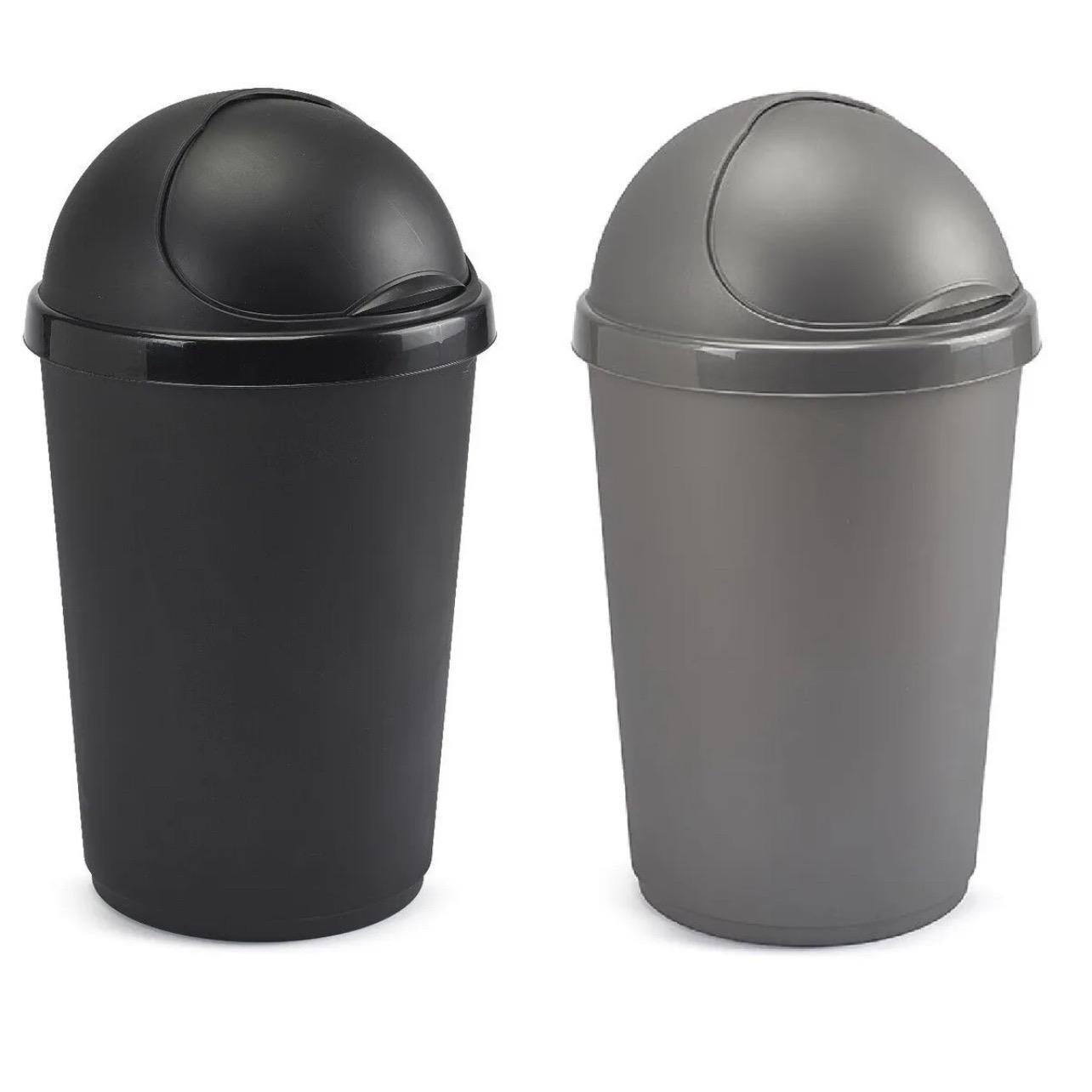 50L Plastic Bullet Bin with Roll Top Lid - Large Waste Bin