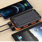 Solar Power Bank Pack with 2 USB Ports and LED Battery Charger for Smartphones large magnetic black with flashlight fast charging portable phone manual port Button Chargeable Micro Cable