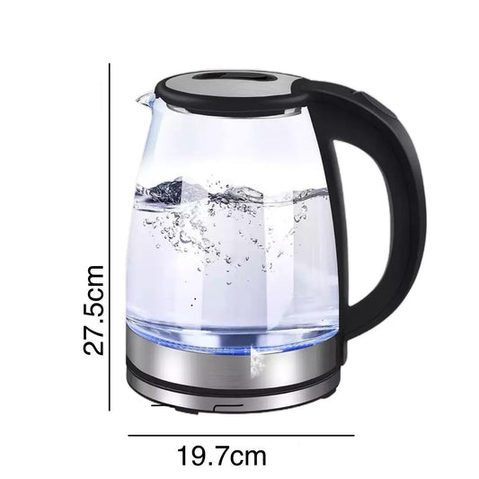 2.0L Electric Kettle Glass 360 Blue LED Illuminated Portable Jug 1800W