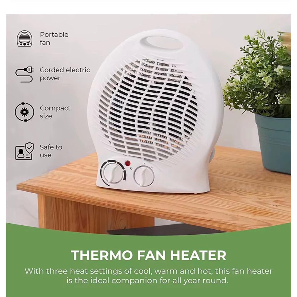 Upright Fan Heater – Portable Electric, Adjustable Heating, Black/White