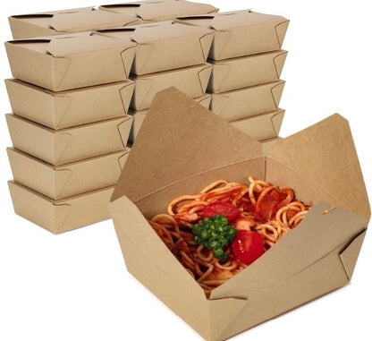 Kraft Disposable Takeout Containers - Leakproof & Greaseproof