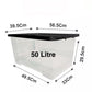 Damp Proof Plastic Storage Containers – 24L, 35L, 50L with Black Lid