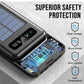 Solar Power Bank Pack with 2 USB Ports and LED Battery Charger for Smartphones large magnetic black with flashlight fast charging portable phone manual port Button Chargeable Micro Cable