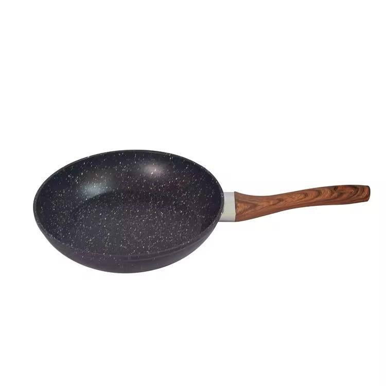 Non-Stick Frying Pan Set – 24cm, 28cm, 30cm with Wooden Handle, Induction Compatible