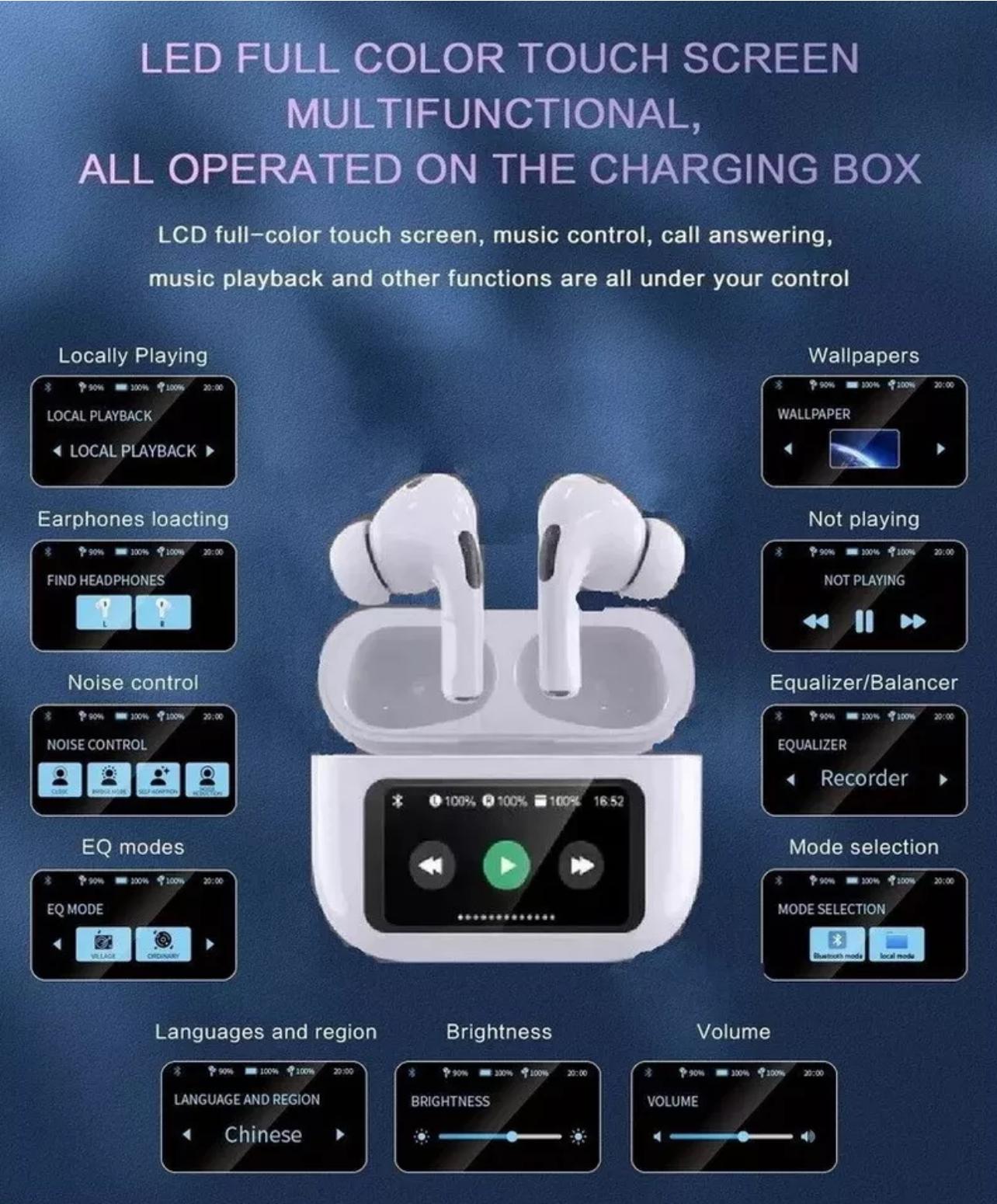 High Quality Wireless Earbuds Touchscreen Bluetooth 5.4 Earphones For iPhone & Android