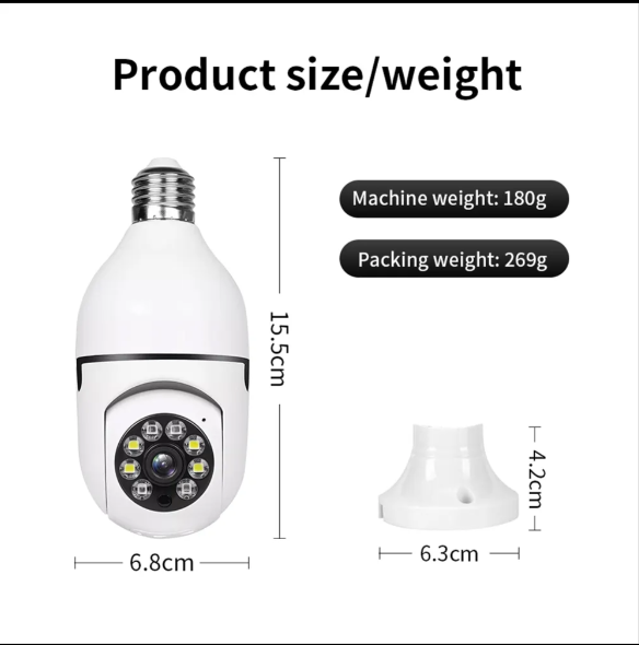 E27 360° WiFi Security Camera Bulb – LED Light & CCTV Surveillance