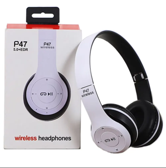 P47 Wireless Over-Ear Headphones – Stereo Sound & BT Gaming