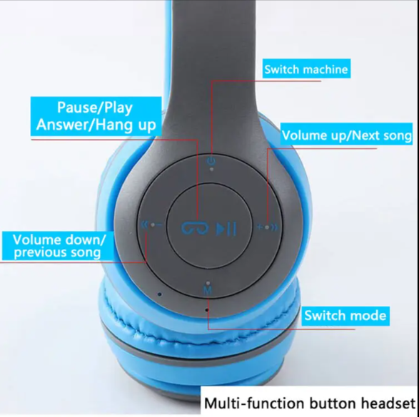 P47 Wireless Over-Ear Headphones – Stereo Sound & BT Gaming