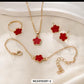 Stunning 4PCS Flower Jewelry Set | Ear Studs + Necklace + Bracelet + Adjustable Ring | Perfect for Any Occasion