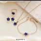 Stunning 4PCS Flower Jewelry Set | Ear Studs + Necklace + Bracelet + Adjustable Ring | Perfect for Any Occasion