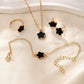 Stunning 4PCS Flower Jewelry Set | Ear Studs + Necklace + Bracelet + Adjustable Ring | Perfect for Any Occasion