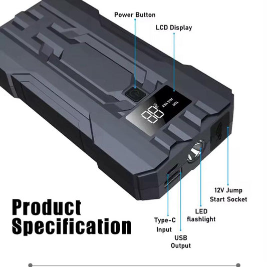 6000A Car Jump Starter & Power Bank – LCD & USB Charger