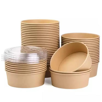 Kraft Paper Disposable Containers for Soup & Salad - 500ml to 1300ml