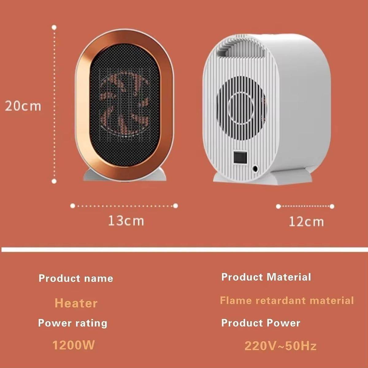 1200W Portable Ceramic Plug in Fan Heater