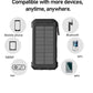 Solar Power Bank Pack with 2 USB Ports and LED Battery Charger for Smartphones large magnetic black with flashlight fast charging portable phone manual port Button Chargeable Micro Cable