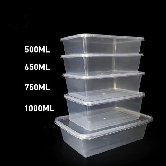 Food Container Standard Duty, Heavy Duty 500ml, 650ml, 750ml and 1000ml with Lids