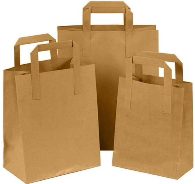 Paper Bags with Handle Small, Medium, Large for Groceries & Takeaway