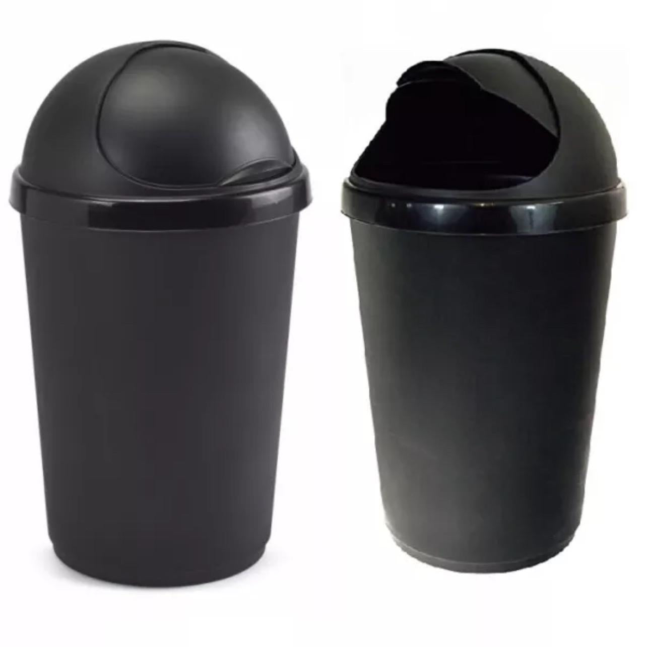 50L Plastic Bullet Bin with Roll Top Lid - Large Waste Bin