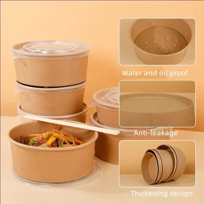 Kraft Paper Disposable Containers for Soup & Salad - 500ml to 1300ml